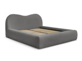 ORLANE Lit coffre ORLANE tissu bouclette - Gris - homidiscount