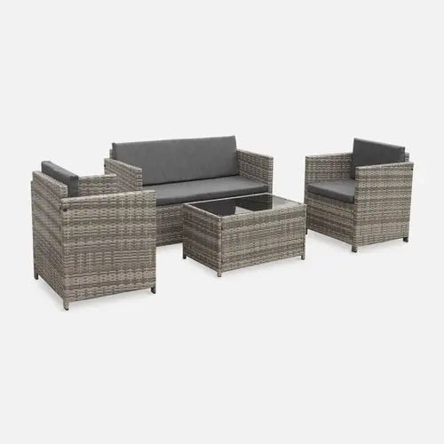 Perugia Salon de jardin résine tressée 4 places - homidiscount