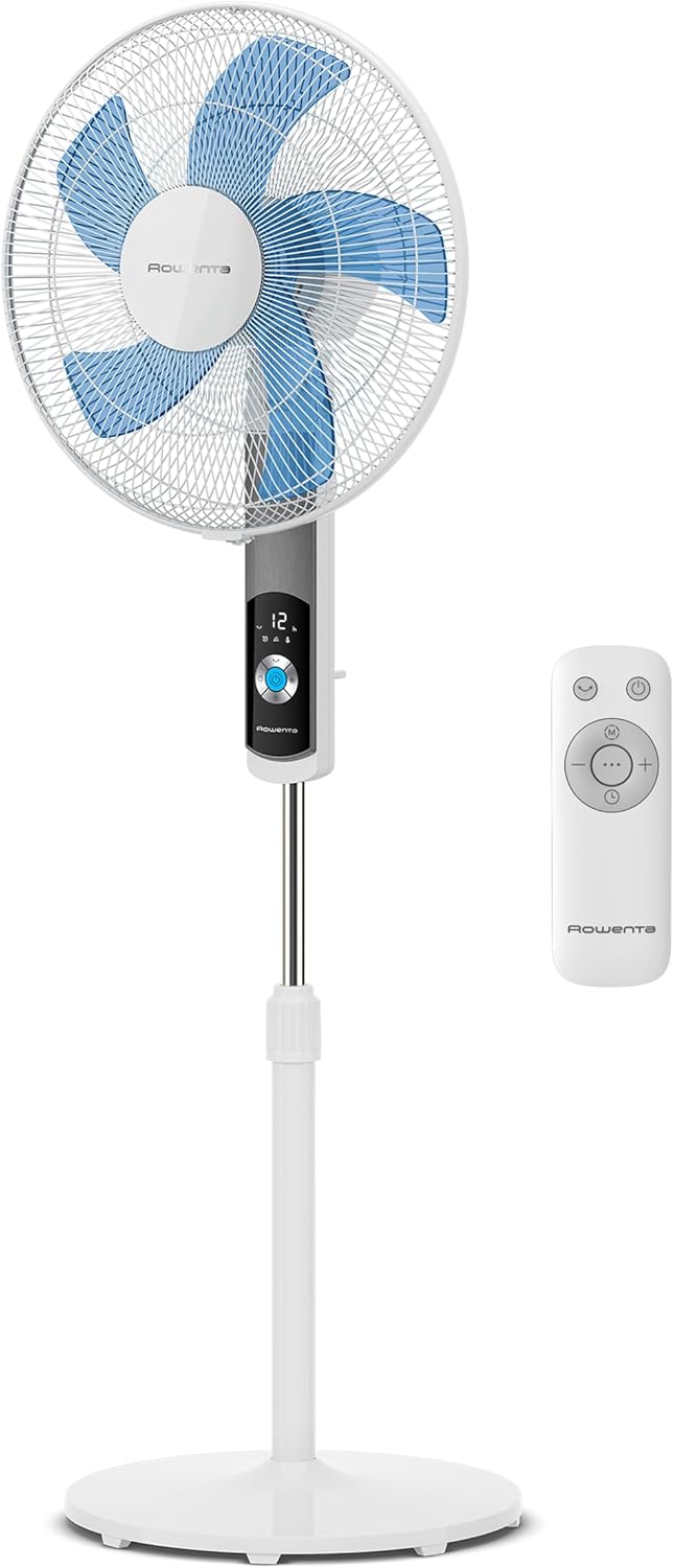 Rowenta Turbo Silence Ventilateur sur Pied, 35 dB(A), Rafraîchissement Puissant jusqu’à 7,2 m, 12 Vitesses, Oscillation 120°, Télécommande, Écran LED, Minuterie 12 h - homidiscount