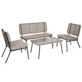 Salon de jardin 4 personnes Bali marron naturel - homidiscount