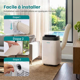 SereneLife Climatiseur Mobile Silencieux,9000 BTU,Climatiseur Portable 3-en-1 avec Fonction Déshumidificateur Intégré,Mode Ventilateur,Télécommande,Kit d'Évacuation Complet Montable sur Fenêtre,Blanc [Classe énergétique A] - homidiscount