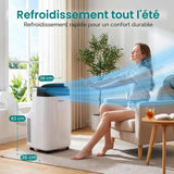 SereneLife Climatiseur Mobile Silencieux,9000 BTU,Climatiseur Portable 3-en-1 avec Fonction Déshumidificateur Intégré,Mode Ventilateur,Télécommande,Kit d'Évacuation Complet Montable sur Fenêtre,Blanc [Classe énergétique A] - homidiscount