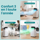 SereneLife Climatiseur Portable 16 000 BTU – Climatiation Mobile 3 en 1 Silencieuse avec Refroidissement, Chauffage, Déshumidificateur, Ventilation, Kit Fenêtre, Pour Chambre et Bureau jusqu’à 32 m² [Classe énergétique A+++] - homidiscount