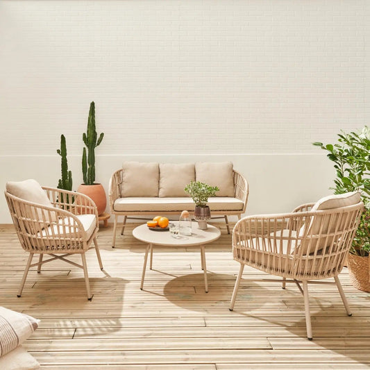 Vatuo Salon de jardin acier et cordes 4 places - homidiscount